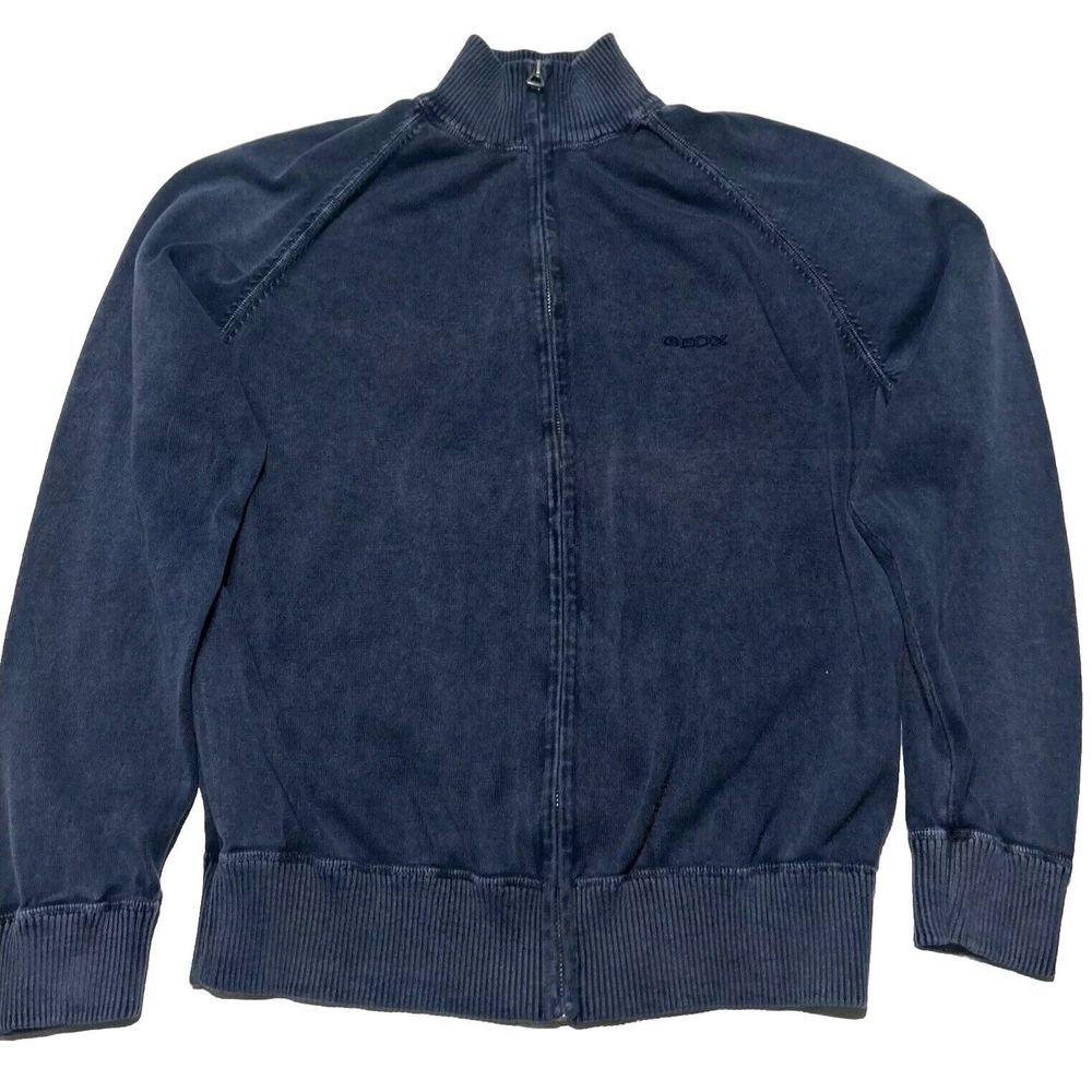 GEOX Respira Full Zip Up Jacket Navy Men's Large Blue Cardigan‎ Zip Sweater